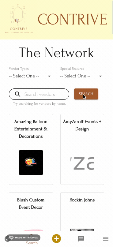 The Contrive search functionality that McKynlee built.